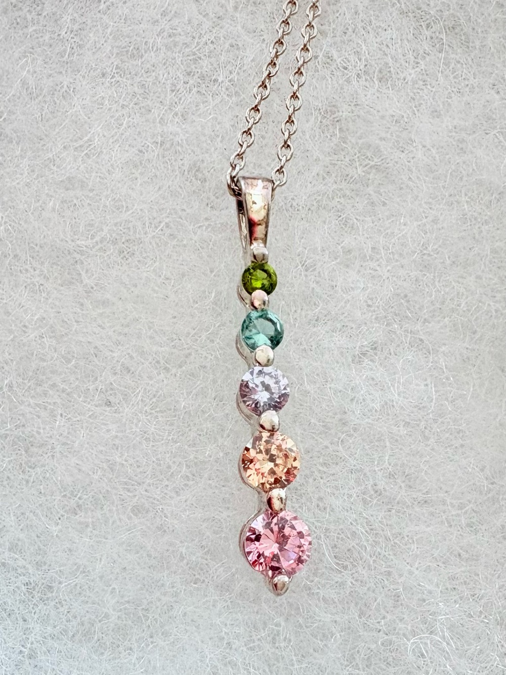 Multi coloured  925 Sterling Silver Pendant & Chain 18”
